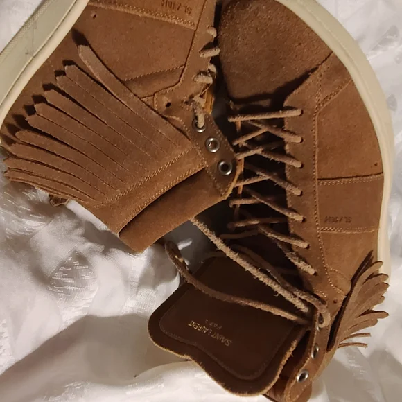 Saint Lauren Brown Suede High-Top Sneakers - Picture 4 of 11